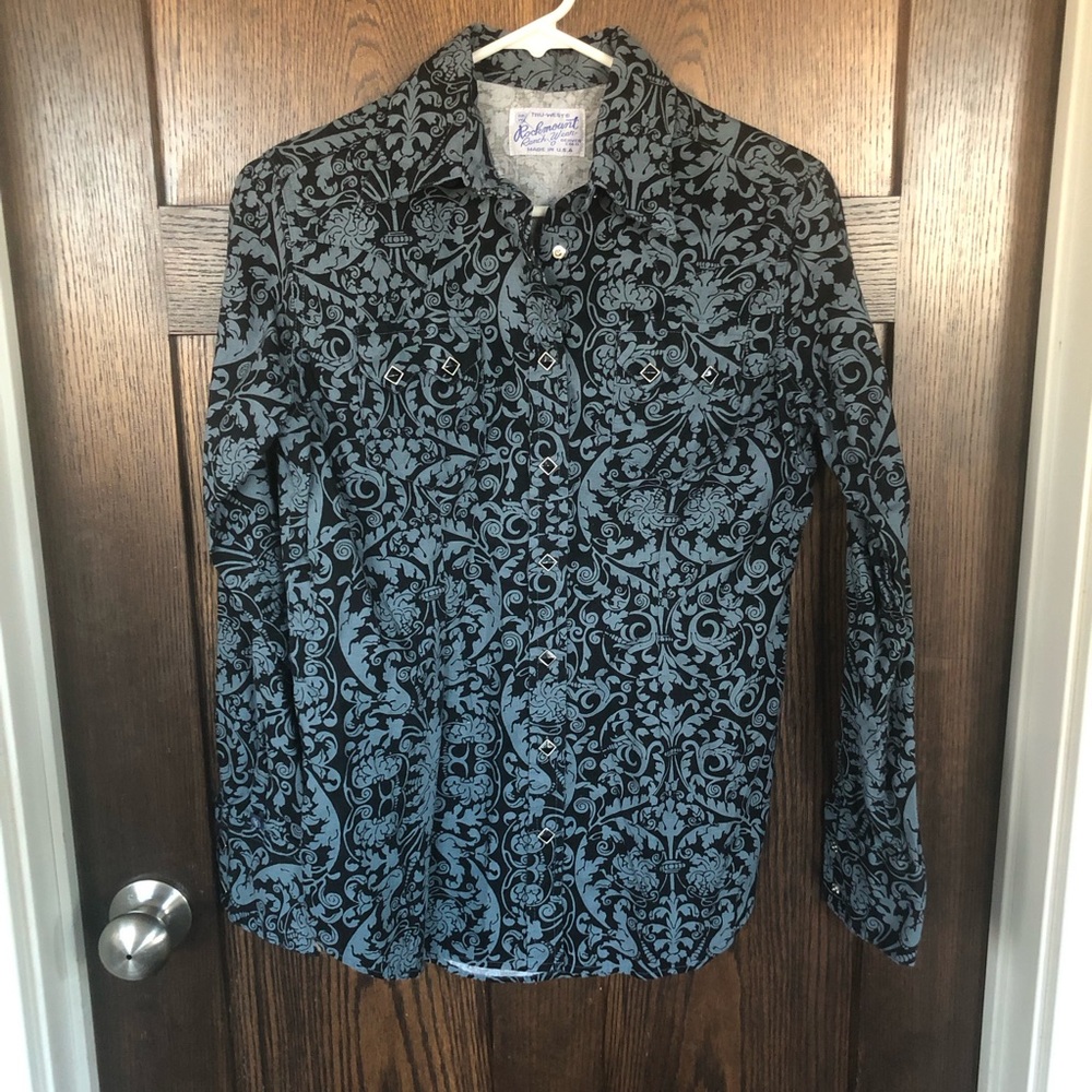 Rockmount Ranch Wear Womens Medium Diamond Snap Long Sleeve Snap Shirt Rockabill